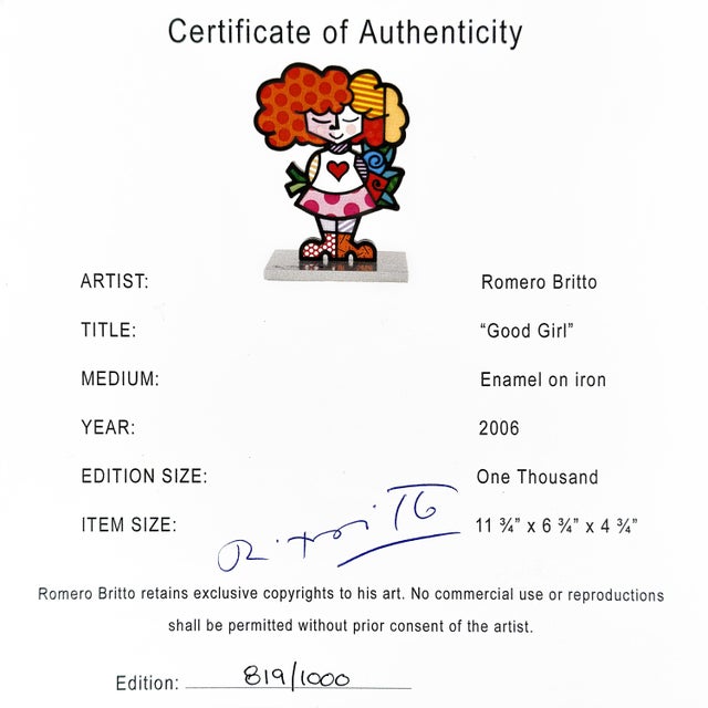 2000 - 2009 Romero Britto, Good Girl (Hand Signed Enamel on Iron Sculpture), 2006 For Sale - Image 5 of 5