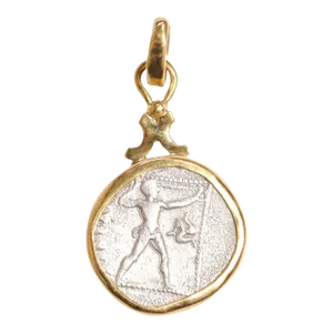 Antique A "Slinger" & Wrestlers Coin Pendant