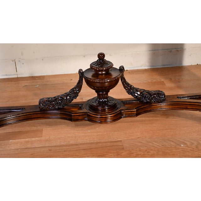 1900s Antique French Louis XVI Walnut & Satinwood Inlay Console Table For Sale - Image 6 of 18