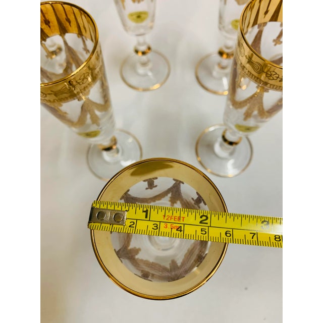 David Orgell Exclusivist 24 Kt Gold Leaf Champagne Flutes - Set of 7 For Sale - Image 11 of 13