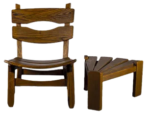 Set of Brutalist Chair and Stool in Oak by Dittmann & Co., 1960s