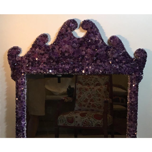Amethyst Crystal Quartz Wall Mirror For Sale - Image 9 of 13