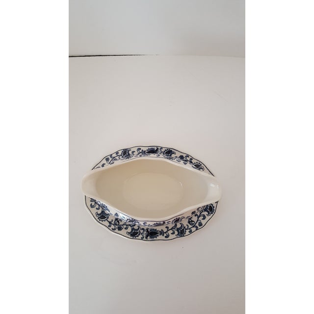 Glass Vintage Nikko Japan Double Phoenix Ming Tree Blue Pattern Six Piece Set For Sale - Image 7 of 13