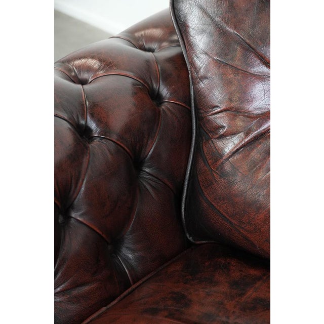 Chesterfield Club Chair in Red Flamed Cowhide Leather For Sale - Image 11 of 12