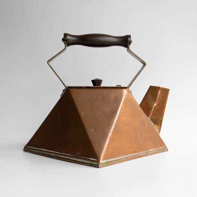 Metal Antique French Modernist Copper Kettle, Art Deco Cubist Design, 1920s For Sale - Image 7 of 16