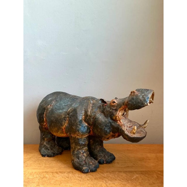 Vintage Boho Slab Built Ceramic Hippo For Sale - Image 12 of 12
