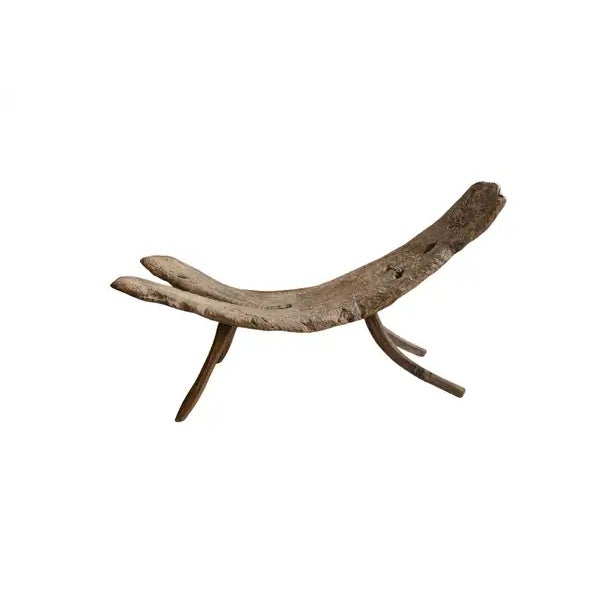 Contemporary Antique Javanese Burl Wood Bench Hand-Carved Sculptural Seat, C. 1900 For Sale - Image 3 of 10