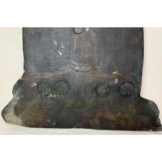 Copper Huge Antique Hand Painted 17th Century Copper Wrought Iron Religious Sign Statue For Sale - Image 8 of 18
