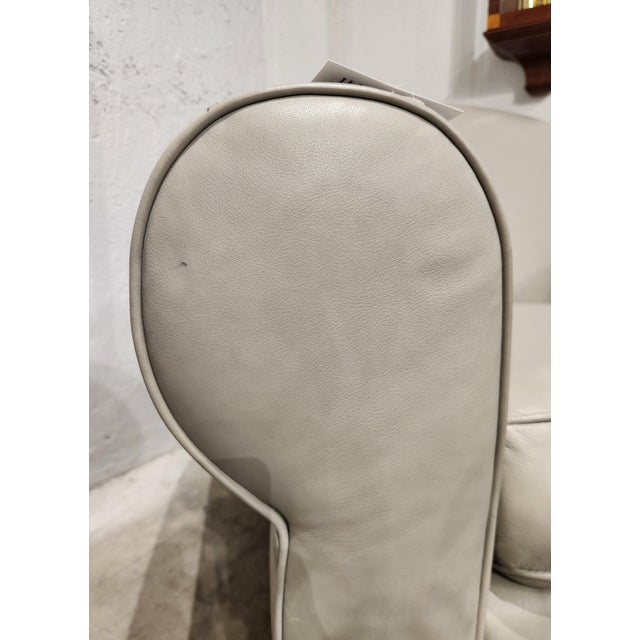 Gray Pottery Barn Manhattan Roll Arm Leather Chair For Sale - Image 8 of 9