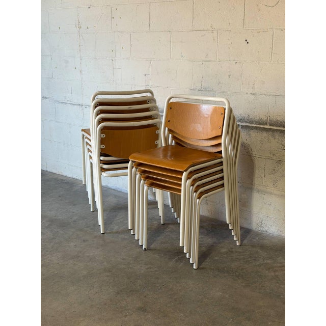 1970s Labofa Plywood Stacking Chairs Set of 10 Vintage Mid-Century Modern 1970s For Sale - Image 5 of 12