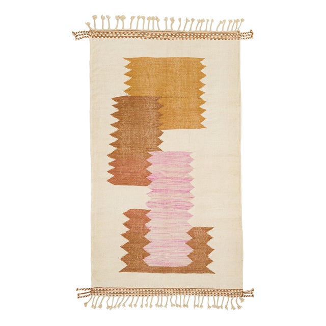 Moroccan Flatweave Wool Rug by Azele Studio For Sale