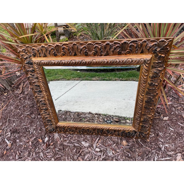 Carolina Mirror Company Vintage Carolina Mirror Company Carved Gilt Framed Beveled Wall Mirror For Sale - Image 4 of 11