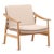 Natural teak wood frame outdoor accent chair with woven faux wicker seat and back. Removable outdoor performance linen...