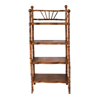 Early 20th Century Burnt Bamboo Bookshelf For Sale