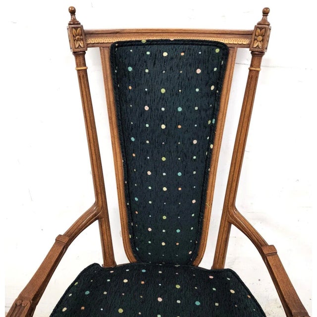 Mid 20th Century Vintage Italian Renaissance Directoire Hunter Green Desk Dining Accent Armchair For Sale - Image 5 of 13