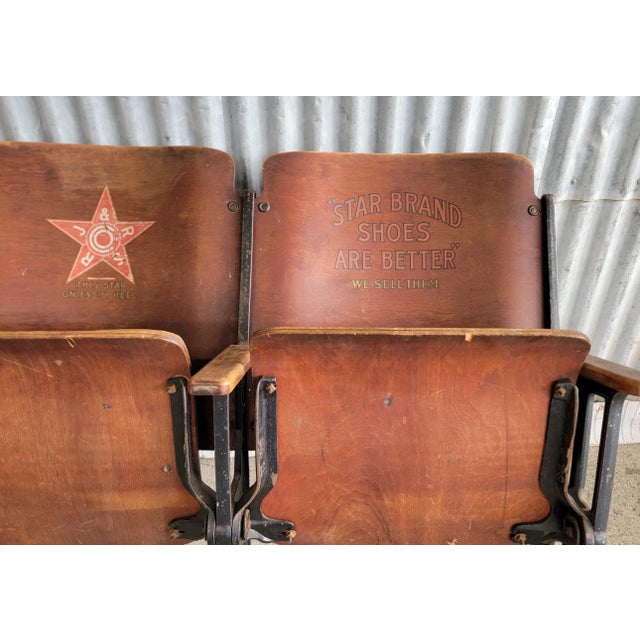 Antique Folding Chairs With Star Brand Advertising Theater Type Style For Sale - Image 9 of 12
