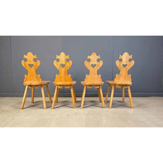 Vintage Rustic Tiroler Chairs, 1960s, Set of 4 For Sale - Image 6 of 15