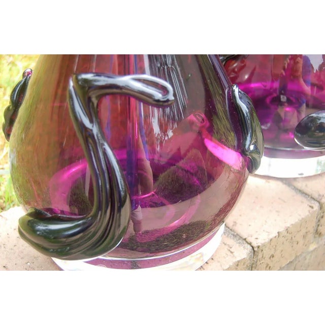 Vintage Purple Murano Glass Abstract Table Lamp Pair For Sale In Atlanta - Image 6 of 13