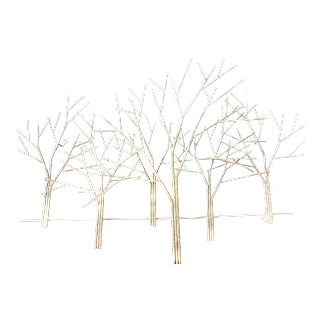 Vintage Curtis Jere Signed Metal Wall Sculpture of Trees For Sale