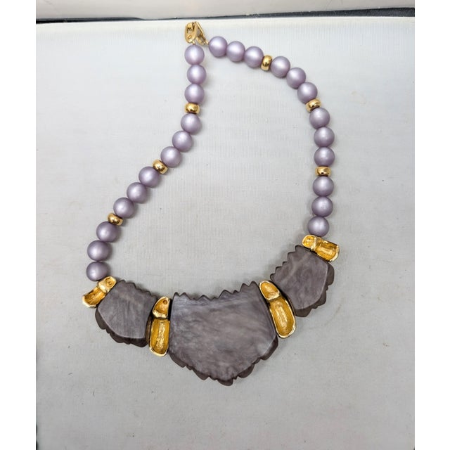 Vintage 1985 Signed Napier Purple "Sherbet" Molded Lucite Collar Necklace For Sale - Image 11 of 12