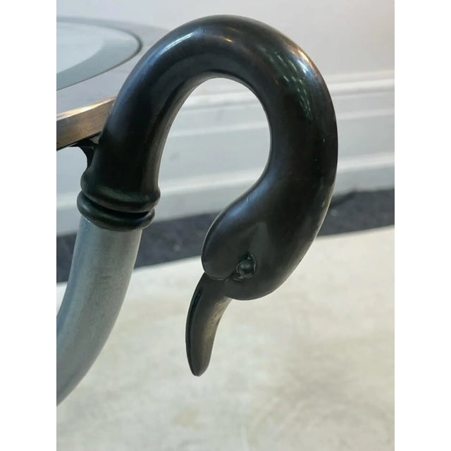 Transparent 1960s Modernist Maison Jansen Steel & Brass Swan Head Coffee Table For Sale - Image 8 of 10