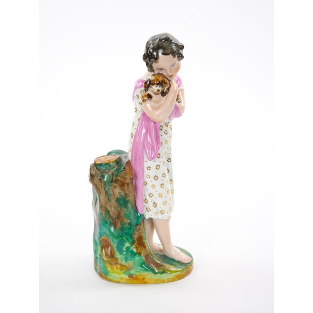 Antique Austrian Vienna Porcelain Sculpture of a Young Girl Holding Her Dog For Sale - Image 10 of 10