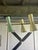 Metal 1950s Rare Stilnovo Linear Chandelier in Brass With Green and Yellow Shades For Sale - Image 7 of 13
