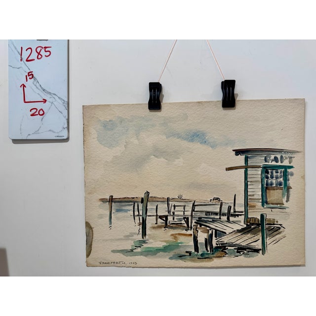 Paper Henry Emil Salloch Original Watercolor on Paper Freeport, Long Island. 1953. For Sale - Image 7 of 7