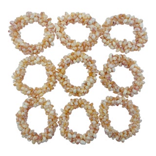 Natural Shell Napkin Ring Holder - Set of 9 For Sale