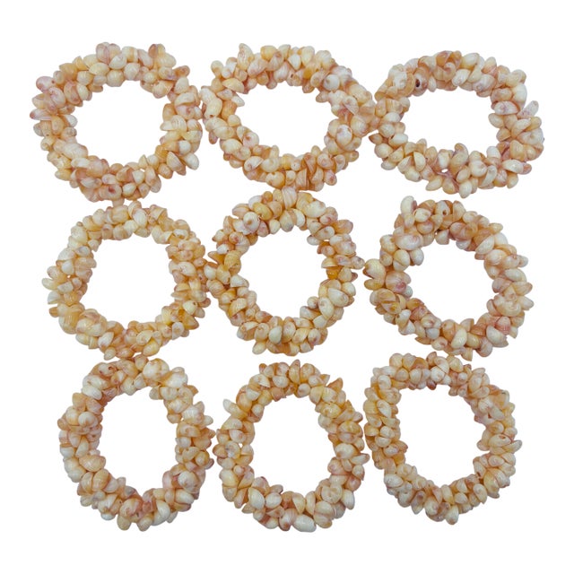 Natural Shell Napkin Ring Holder - Set of 9 For Sale