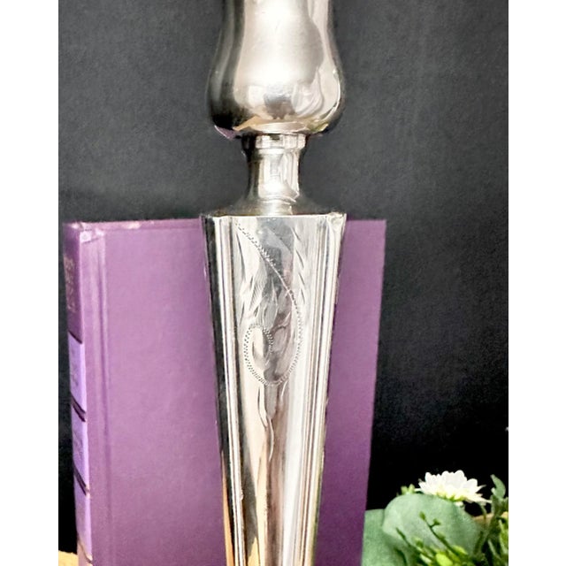 Vintage Sterling Silver Candle Sticks - a Pair For Sale - Image 9 of 11