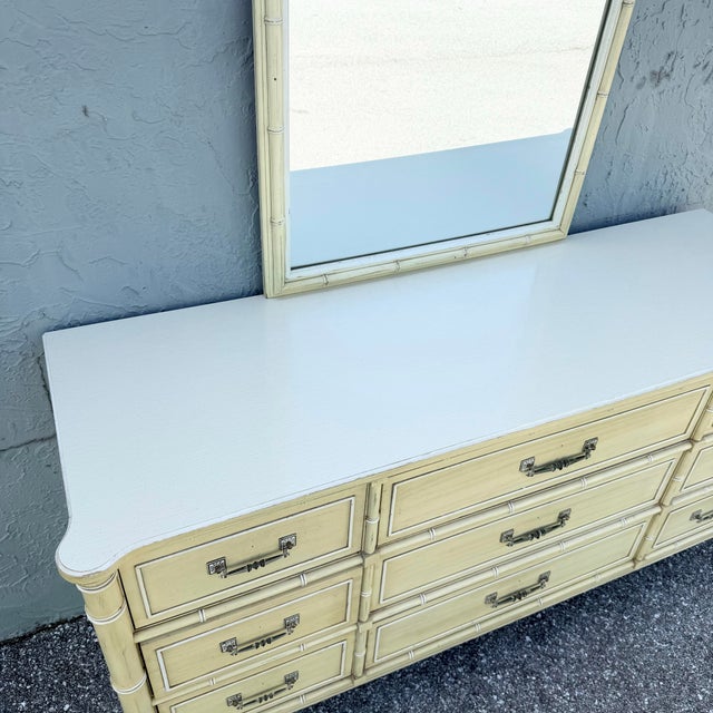 Henry Link Vintage Coastal Faux Bamboo Bali Hai Dresser With Mirror by Henry Link For Sale - Image 4 of 9