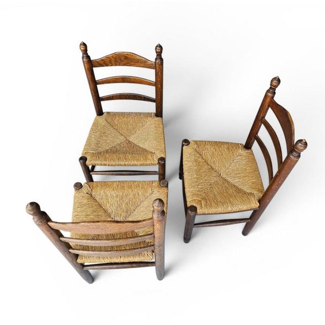 Vintage Provicial Ladderback Children's Chairs with Rush Seat, 1930s, Set of 3 For Sale - Image 9 of 18