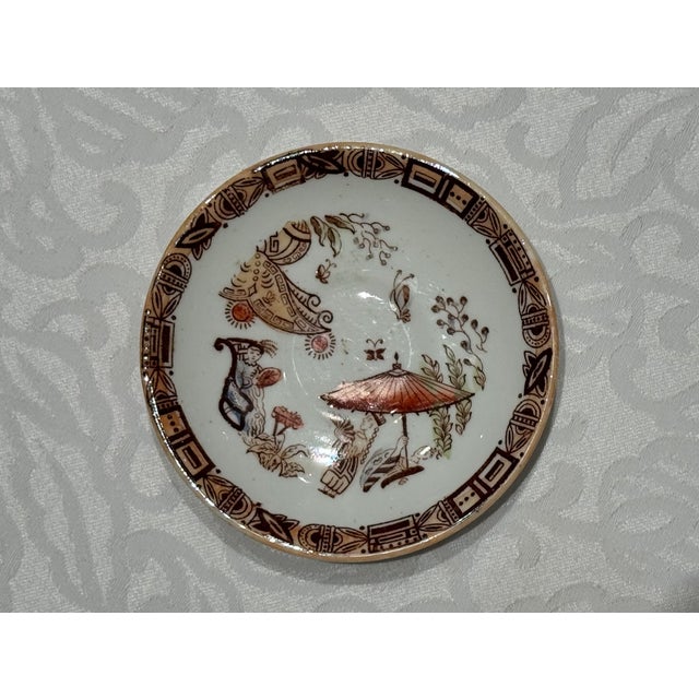 Rare Antique c.1885 English Chinoiserie "Mikado" Miniature Cup & Saucer Set For Sale - Image 10 of 15