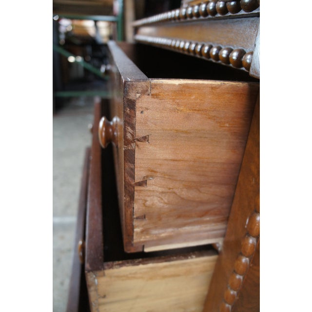 Antique Victorian Arts & Crafts Walnut Stepback Dresser Chest of Drawers For Sale - Image 9 of 12