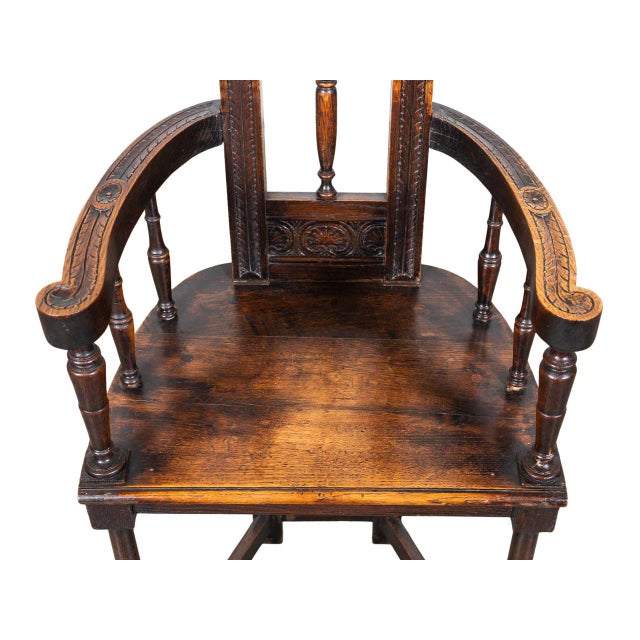Antique Wooden Armchair For Sale - Image 4 of 5