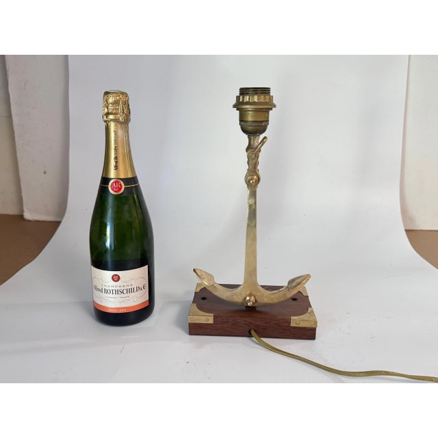 Marine Table Lamp with an Anchor in Gold-Colored Brass, France, 1960s For Sale - Image 9 of 10
