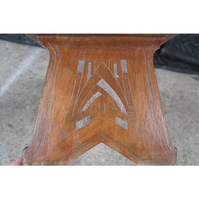 Antique Mahogany Gothic Revival Footstool Step Stool Bench Seat Ottoman 15" For Sale - Image 6 of 10