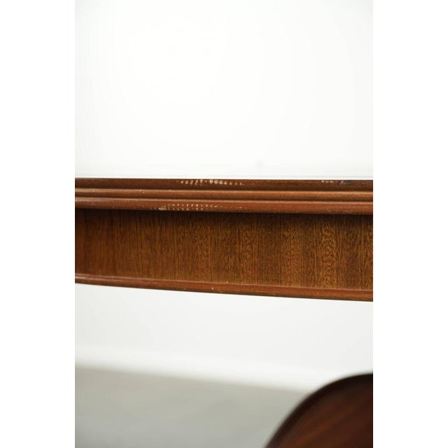 Brown 20th Century English Oval Coffee Table with a Red Leather Top For Sale - Image 8 of 11
