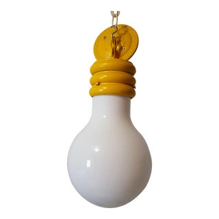 Mid-Century Pop Art Giant Yellow Light Bulb Ceiling Fixture For Sale