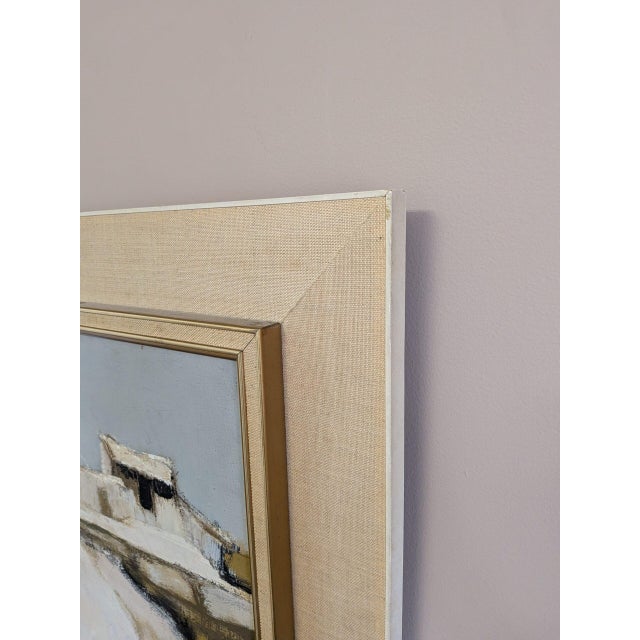 Textile 1964 Mid-Century Modern 'Beyond the White Road' Swedish Abstract Landscape Oil Painting, Framed For Sale - Image 7 of 11
