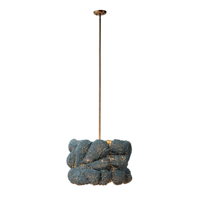 2020s Jamie Young Small Anguilla Chandelier in Blue Wood Beads For Sale - Image 5 of 10