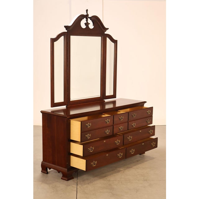 Chippendale Cochran Mahogany Chippendale Style Cherry Dresser With Mirror For Sale - Image 3 of 18