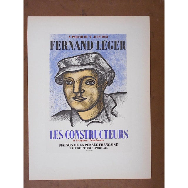 Mid-Century Modern Vintage Mid Century Color Lithograph-Fernand Leger-Printed By Mourlot For Sale - Image 3 of 4