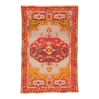Antique Turkish Oushak Rug, 03'01 X 04'09 For Sale