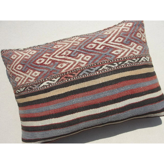 Art Deco Vintage Lumbar Kilim Pillow Cushion Cover For Sale - Image 3 of 11