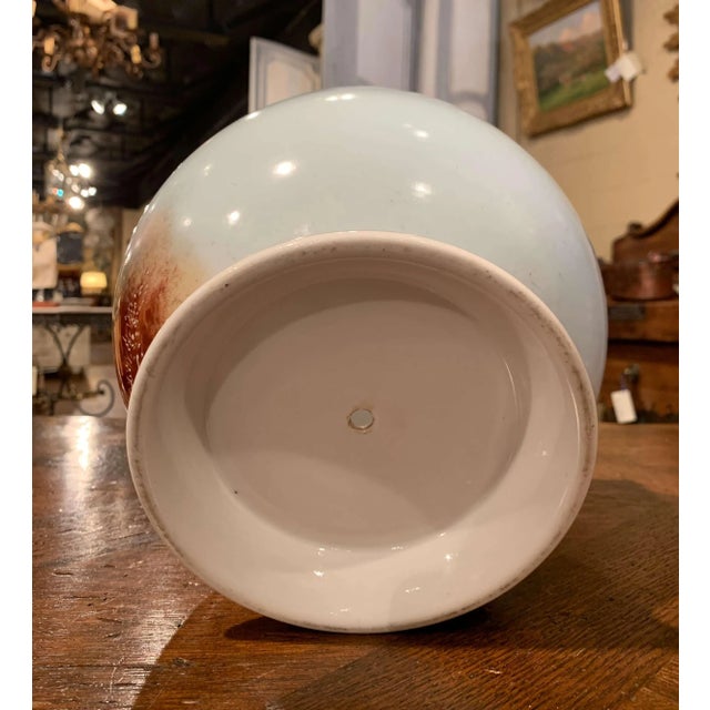 19th Century French Napoleon III Porcelain De Paris Landscape Cache Pot For Sale - Image 9 of 10