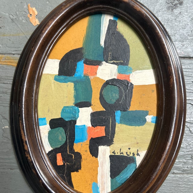 Contemporary small abstract painting by Stephen Heigh. Measures approximately 5.25x7.25 overall. Check out my shop Robins...