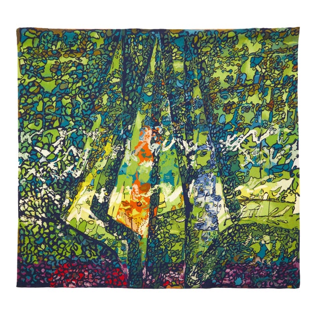 Vintage Signed Aubusson Square Tapestry “Summer Light” by Matégot - Rug & Kilim For Sale