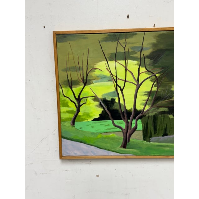 Early 21st Century Post Modern Colorful Landscape of Bare Trees, Framed For Sale - Image 5 of 12